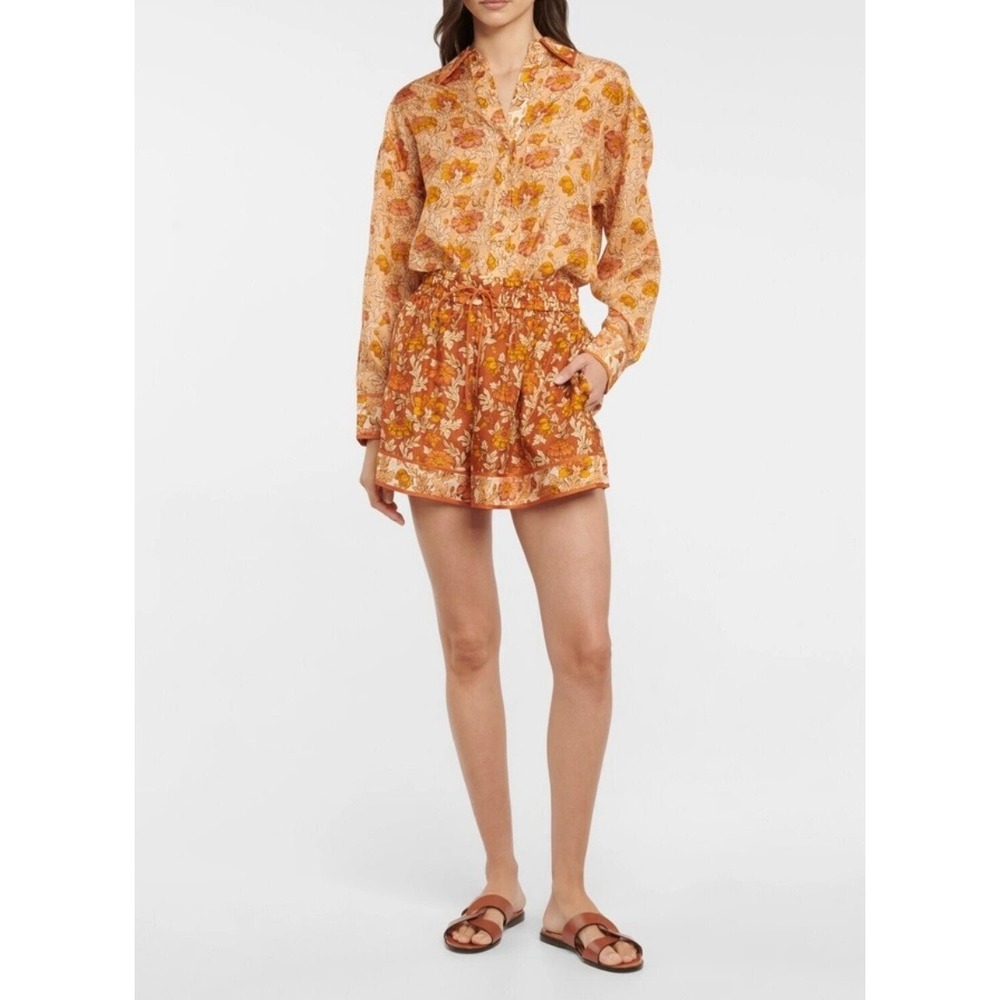 Zimmermann Andie Relaxed Shirt Almond Floral Silk Button Down Size 0 US 4 NWT
